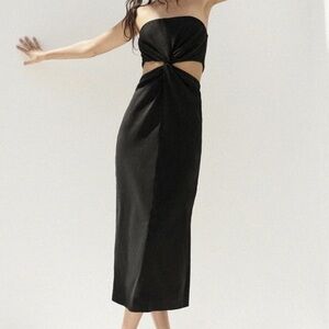 Zara Strapless Cutout Black Maxi Dress Resortwear Transition Europe Paris Travel